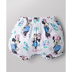Babyhug Disney 100% Cotton Knit Bloomers With Minnie Mouse Graphic Pack of 2 - White & Lime Green