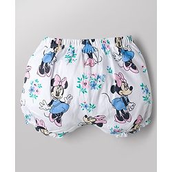 Babyhug Disney 100% Cotton Knit Bloomers With Minnie Mouse Graphic Pack of 2 - White & Lime Green