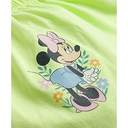 Babyhug Disney 100% Cotton Knit Bloomers With Minnie Mouse Graphic Pack of 2 - White & Lime Green