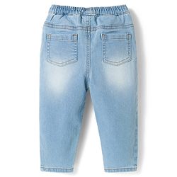 Babyhug Disney Denim Full Length Jeans With Minnie Mouse Graphics - Blue