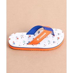 Cute Walk by Babyhug Slip On Construction Vehicles Printed Flip Flops - White