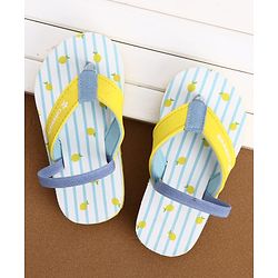 Cute Walk by Babyhug Back Strap Striped & Lemon Printed Flip Flops - Light Blue