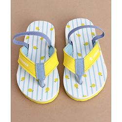 Cute Walk by Babyhug Back Strap Striped & Lemon Printed Flip Flops - Light Blue