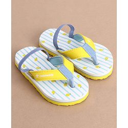 Cute Walk by Babyhug Back Strap Striped & Lemon Printed Flip Flops - Light Blue