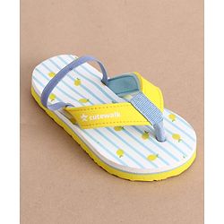 Cute Walk by Babyhug Back Strap Striped & Lemon Printed Flip Flops - Light Blue