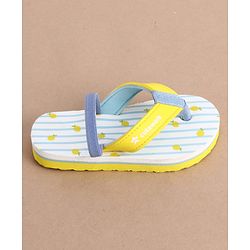 Cute Walk by Babyhug Back Strap Striped & Lemon Printed Flip Flops - Light Blue