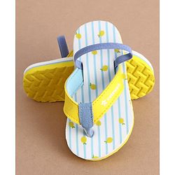 Cute Walk by Babyhug Back Strap Striped & Lemon Printed Flip Flops - Light Blue