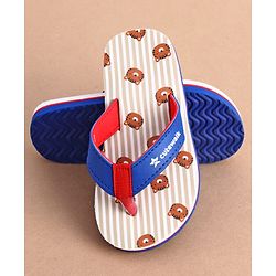 Cute Walk by Babyhug Slip On Striped & Tiger Printed Flip Flops - Blue & Red