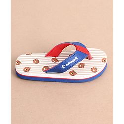 Cute Walk by Babyhug Slip On Striped & Tiger Printed Flip Flops - Blue & Red