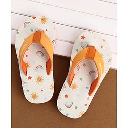 Cute Walk by Babyhug Slip On Rainbow Printed Flip Flop - Orange & White