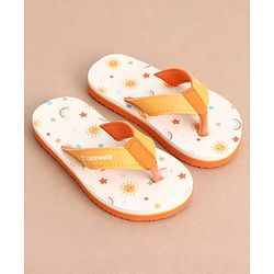 Cute Walk by Babyhug Slip On Rainbow Printed Flip Flop - Orange & White