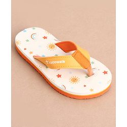 Cute Walk by Babyhug Slip On Rainbow Printed Flip Flop - Orange & White