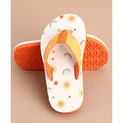 Cute Walk by Babyhug Slip On Rainbow Printed Flip Flop - Orange & White