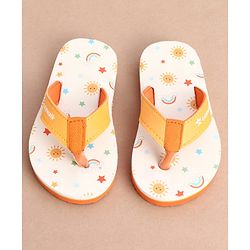 Cute Walk by Babyhug Slip On Rainbow Printed Flip Flop - Orange & White