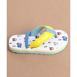 Cute Walk by Babyhug Back Strap Vehicles Printed Flip Flops - Yellow & White