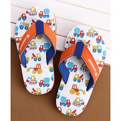 Cute Walk by Babyhug Slip On Flip Flops with Vehicle Print - Orange