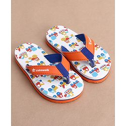 Cute Walk by Babyhug Slip On Flip Flops with Vehicle Print - Orange