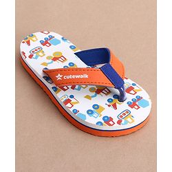Cute Walk by Babyhug Slip On Flip Flops with Vehicle Print - Orange