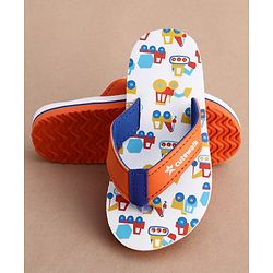 Cute Walk by Babyhug Slip On Flip Flops with Vehicle Print - Orange