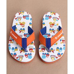 Cute Walk by Babyhug Slip On Flip Flops with Vehicle Print - Orange