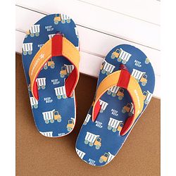 Cute Walk by Babyhug Slip On Vehicles Printed Flip Flop - Blue & Orange