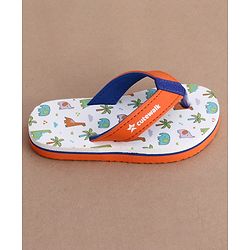 Cute Walk by Babyhug Slip On Flip Flops with Dino Print - White