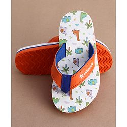 Cute Walk by Babyhug Slip On Flip Flops with Dino Print - White