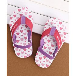 Cute Walk by Babyhug Back Strap Hearts Printed Flip Flops - Pink