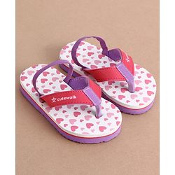 Cute Walk by Babyhug Back Strap Hearts Printed Flip Flops - Pink