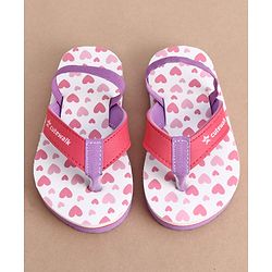 Cute Walk by Babyhug Back Strap Hearts Printed Flip Flops - Pink
