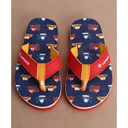 Cute Walk by Babyhug Flip Flops with Vehicle Print - Navy Blue