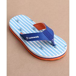Cute Walk by Babyhug Flip Flops with Boat Print - Light Blue