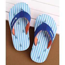 Cute Walk by Babyhug Flip Flops with Boat Print - Light Blue