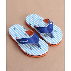 Cute Walk by Babyhug Flip Flops with Boat Print - Light Blue