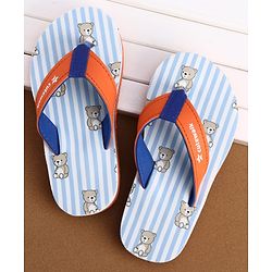 Cute Walk by Babyhug Flip Flops with Teddy Print - Orange