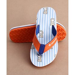 Cute Walk by Babyhug Flip Flops with Teddy Print - Orange
