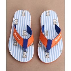 Cute Walk by Babyhug Flip Flops with Teddy Print - Orange