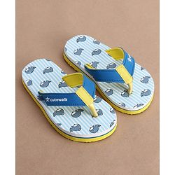 Cute Walk by Babyhug Flip Flops with Whale Print - Blue