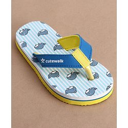 Cute Walk by Babyhug Flip Flops with Whale Print - Blue