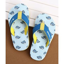 Cute Walk by Babyhug Flip Flops with Whale Print - Blue