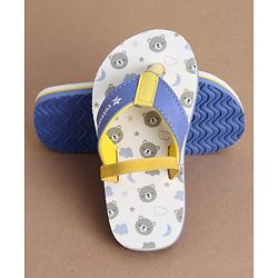 Cute Walk by Babyhug Back Strap Bear Printed Flip Flops - White & Blue