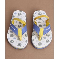Cute Walk by Babyhug Back Strap Bear Printed Flip Flops - White & Blue