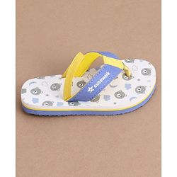 Cute Walk by Babyhug Back Strap Bear Printed Flip Flops - White & Blue