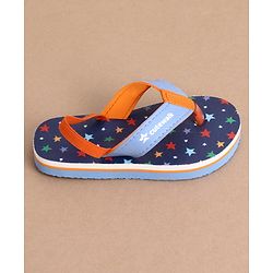 Cute Walk by Babyhug Back Strap Star Printed Flip Flops - Navy Blue