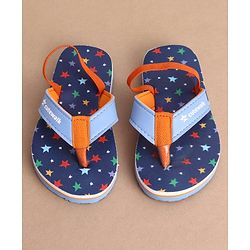Cute Walk by Babyhug Back Strap Star Printed Flip Flops - Navy Blue