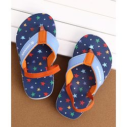 Cute Walk by Babyhug Back Strap Star Printed Flip Flops - Navy Blue