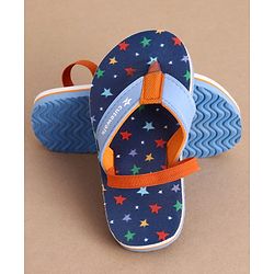 Cute Walk by Babyhug Back Strap Star Printed Flip Flops - Navy Blue
