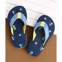 Cute Walk by Babyhug Slip On Cherry Printed Flip Flops - Navy Blue