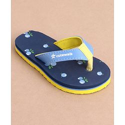 Cute Walk by Babyhug Slip On Cherry Printed Flip Flops - Navy Blue