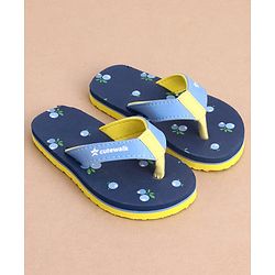 Cute Walk by Babyhug Slip On Cherry Printed Flip Flops - Navy Blue